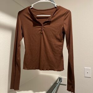 Brown Long Sleeve Women's Top